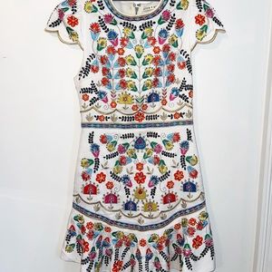 Alice + Olivia Rapunzel Curved-hem Embellished Mini Dress